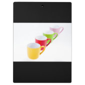 Farbenfrohe Kaffeetassen Klemmbrett (Rückseite)