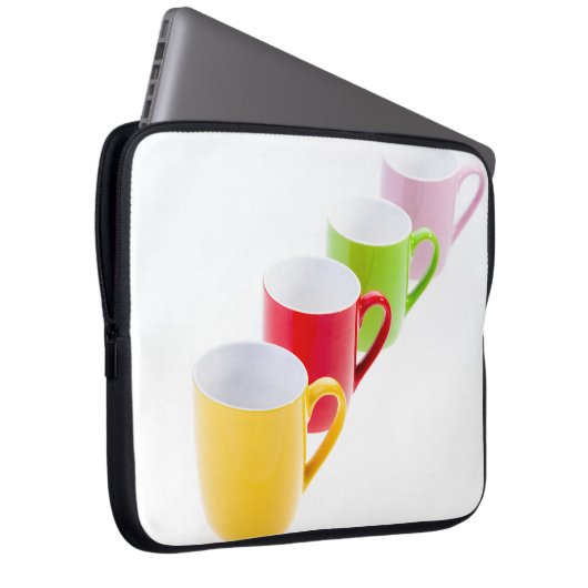 Farbenfrohe Kaffeetassen Laptopschutzhülle (Vorne Rechts)