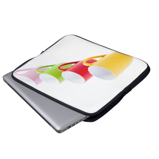 Farbenfrohe Kaffeetassen Laptopschutzhülle (Vorne Knopf)