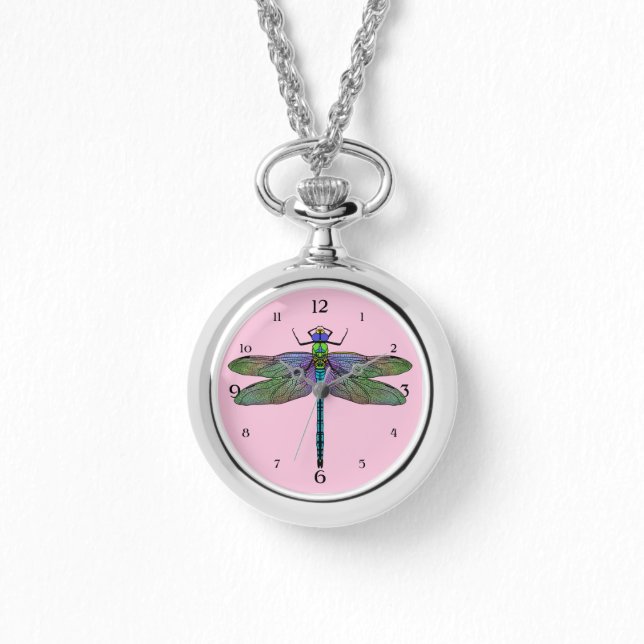 Farbenfrohe Kaiserin Dragonfly Art Armbanduhr (Vorderseite)
