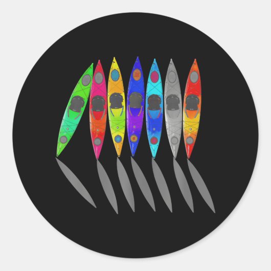 Farbenfrohe Kajaks für Abenteuer Kajak Runder Aufkleber (Vorderseite)
