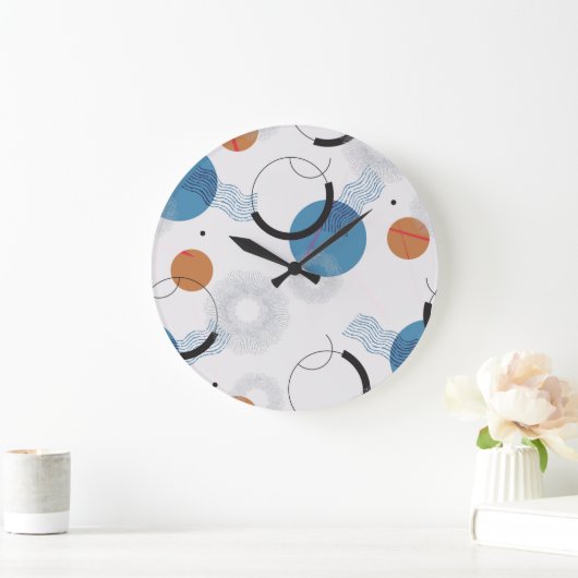 Farbenfrohe Kakteen: Niedliches nahtloses Muster Große Wanduhr (Zuhause)