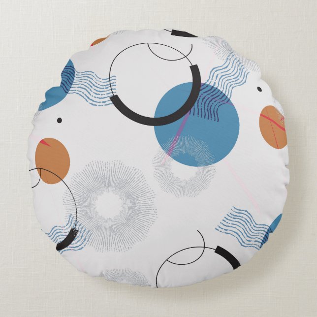 Farbenfrohe Kakteen: Niedliches nahtloses Muster Rundes Kissen (Vorderseite)