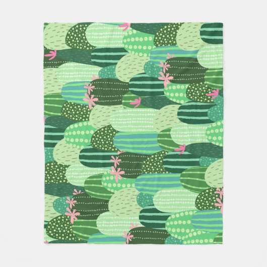 Farbenfrohe Kakteen Seamless Pattern Illustration Fleecedecke (Vorderseite)