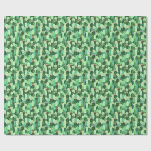 Farbenfrohe Kakteen Seamless Pattern Illustration Geschenkpapier (Flach)