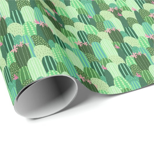 Farbenfrohe Kakteen Seamless Pattern Illustration Geschenkpapier (Rolleneckpunkt)