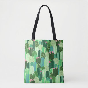 Farbenfrohe Kakteen Seamless Pattern Illustration Tasche