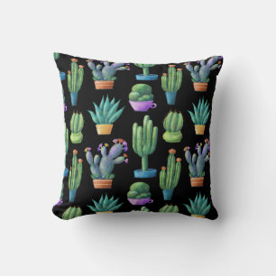 Farbenfrohe Kakteen: Whimsical Seamless Design. Kissen