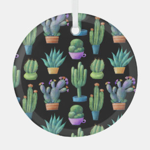 Farbenfrohe Kakteen: Whimsical Seamless Design. Ornament Aus Glas