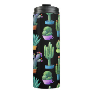 Farbenfrohe Kakteen: Whimsical Seamless Design. Thermosbecher