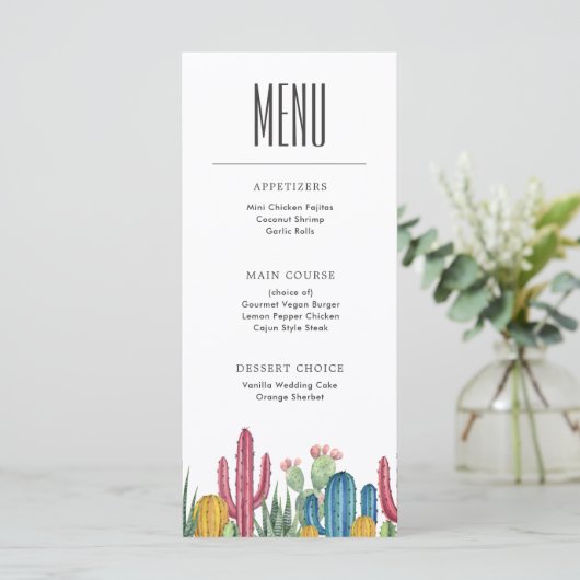 Farbenfrohe Kakti | Desert Theme Menu Menükarte (Stehend Vorderseite)