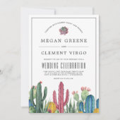 Farbenfrohe Kakti | Wüstenhochzeit Einladung (Vorderseite)