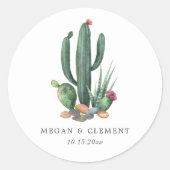 Farbenfrohe Kakti | Wüstenthema | Hochzeit Runder Aufkleber (Vorderseite)