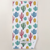 Farbenfrohe Kakti | Wüstenthema Personalisiert Strandtuch (Vorderseite)