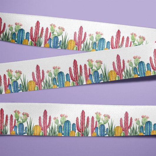 Farbenfrohe Kakti | Wüstenthema Satinband