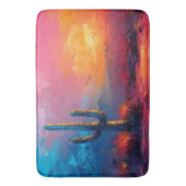 Farbenfrohe Kaktus Malerei Wüste Landschaft Badematte (Vorderseite Vertikal)