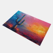 Farbenfrohe Kaktus Malerei Wüste Landschaft Fußmatte (Schrägansicht)