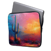 Farbenfrohe Kaktus Malerei Wüste Landschaft Laptopschutzhülle (Vorderseite Links)