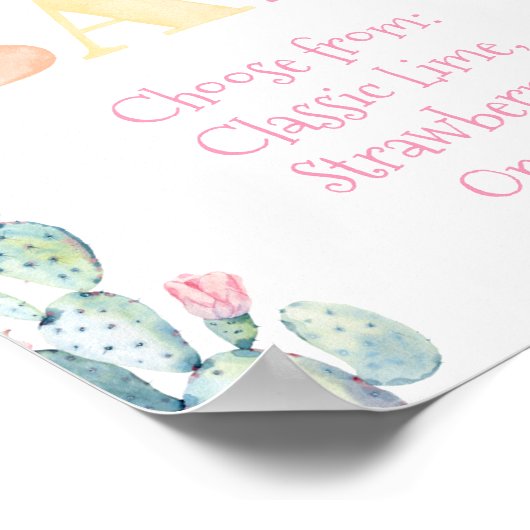 Farbenfrohe Kaktus Margarita Bar oder Taco Bar Par Poster (Ecke)