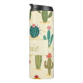 Farbenfrohe Kaktus Personalisierter Name Thermosbecher (Nach rechts gedreht)