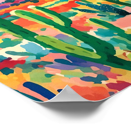 Farbenfrohe Kaktus Wasserfarben Kunst, Dichtung un Poster (Ecke)