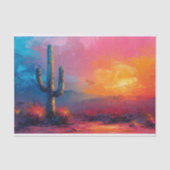 Farbenfrohe Kaktus Wüste Landschaft Decoupage Seidenpapier (Vorderseite)