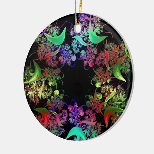 Farbenfrohe Kaleidoskop Design Fraktal Geschenke Keramikornament (Links)