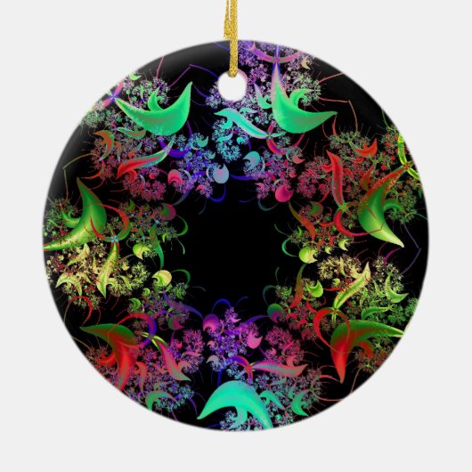 Farbenfrohe Kaleidoskop Design Fraktal Geschenke Keramikornament (Hinten)