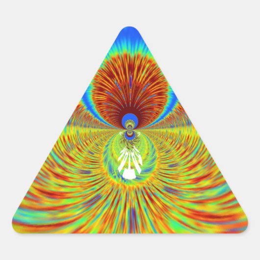Farbenfrohe Kaleidoskop Kunstdruckerei Dreieckiger Aufkleber (Vorderseite)
