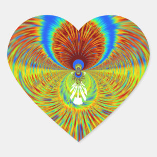 Farbenfrohe Kaleidoskop Kunstdruckerei Herz-Aufkleber