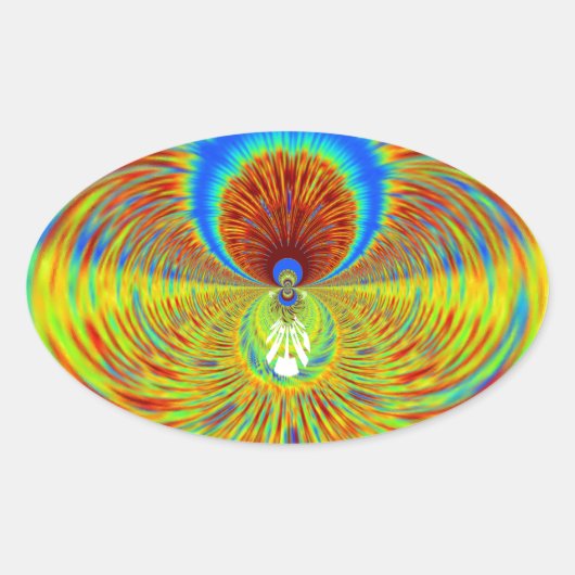 Farbenfrohe Kaleidoskop Kunstdruckerei Ovaler Aufkleber (Vorderseite)