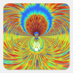 Farbenfrohe Kaleidoskop Kunstdruckerei Quadratischer Aufkleber