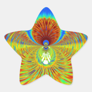 Farbenfrohe Kaleidoskop Kunstdruckerei Stern-Aufkleber