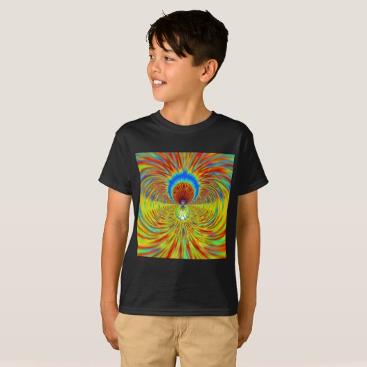 Farbenfrohe Kaleidoskop Kunstdruckerei T-Shirt (Vorne ganz)