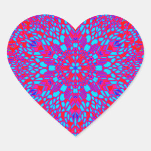 Farbenfrohe Kaleidoskop-Muster Herz-Aufkleber