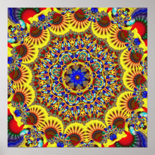 Farbenfrohe Kaleidoskop-Muster Poster