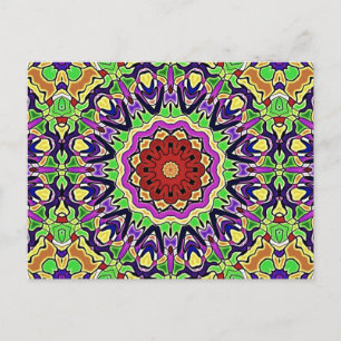Farbenfrohe Kaleidoskop-Muster Postkarte