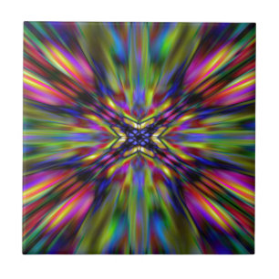 Farbenfrohe Kaleidoskop-Sternexplosion Fliese