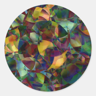 Farbenfrohe, kaleidoskopische abstrakte Kunst Runder Aufkleber