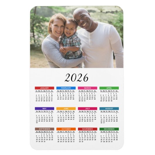 Farbenfrohe Kalender-Magnet für 2026 Foto Magnet (Vertikal)