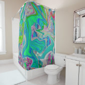 Farbenfrohe kalkgrüne Abstrakte Retro-Sanitäranlag Duschvorhang (Beispiel)