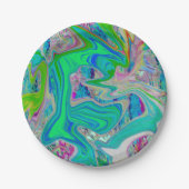 Farbenfrohe kalkgrüne Abstrakte Retro-Sanitäranlag Pappteller (Vorderseite)