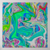 Farbenfrohe kalkgrüne Abstrakte Retro-Sanitäranlag Poster (Vorne)