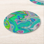 Farbenfrohe kalkgrüne Abstrakte Retro-Sanitäranlag Runder Pappuntersetzer (Angewinkelt)