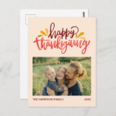 Farbenfrohe Kalligraphie Happy Thanksgiving Foto Postkarte (Vorne/Hinten)