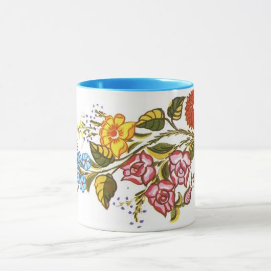 farbenfrohe Kalocsai-Blume Tasse (Zentrum)