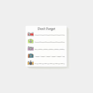 Farbenfrohe Kamera-Erinnerung Haftnotizen Post-it Klebezettel