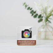 Farbenfrohe Kamera Linsenverkleidung | kreativ | K Quadratische Visitenkarte (Stehend Vorderseite)