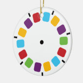 Farbenfrohe Kamera Reel Retro Modern Keramik Ornament (Links)