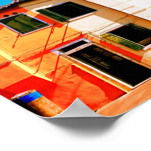 Farbenfrohe Kanalhäuser in Italien Reisefotografie Poster (Ecke)